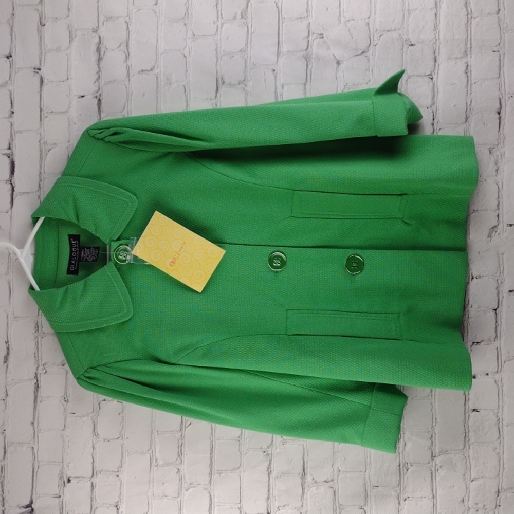 Dialogue Women’s Jacket Blazer Coat Green 3/4 Sleeve XS QVC
